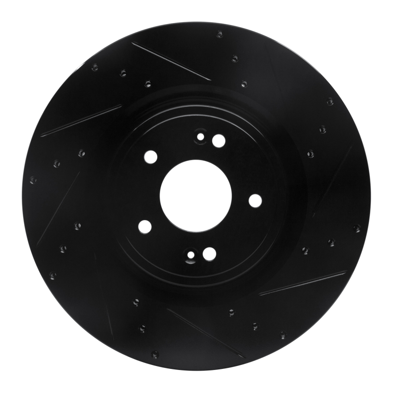 Genesis G70 Brake Rotor (1) - Front Right - R1 Concepts - Drilled & Slotted - Black - `18-`22